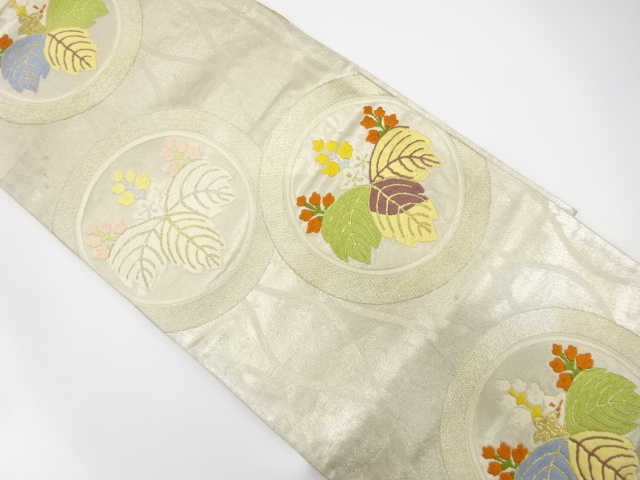 アンティーク　桐丸文様織り出し袋帯（材料）